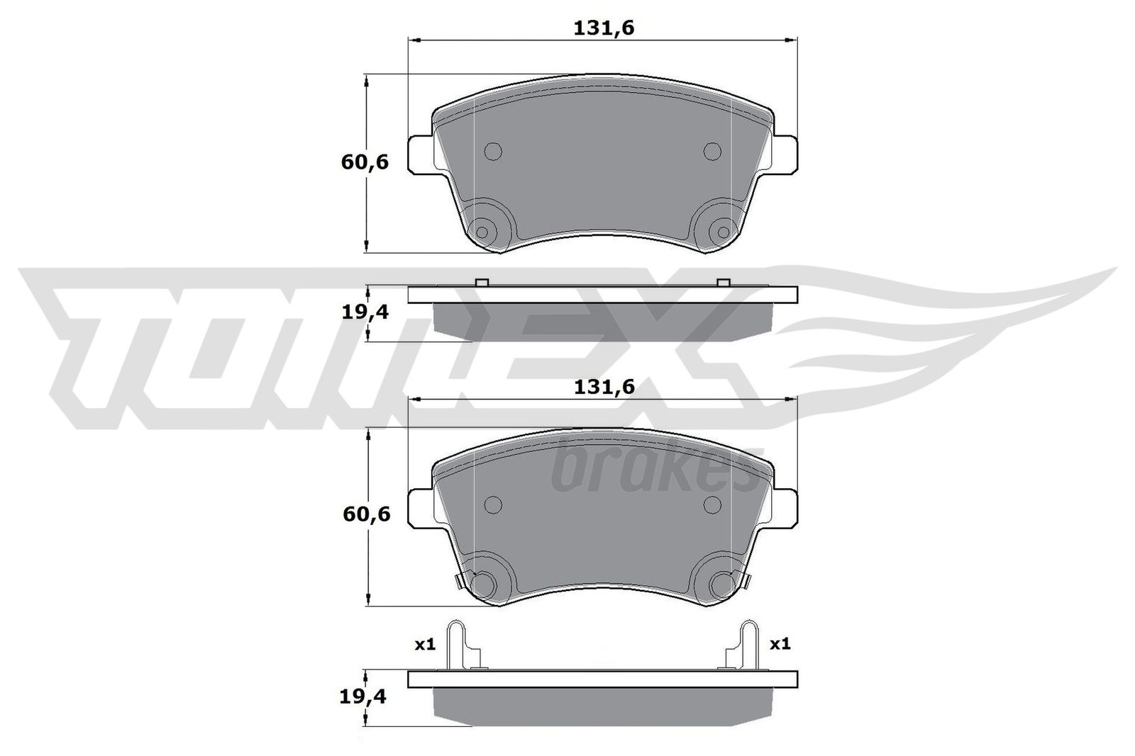 Sada brzdových platničiek kotúčovej brzdy TOMEX Brakes
